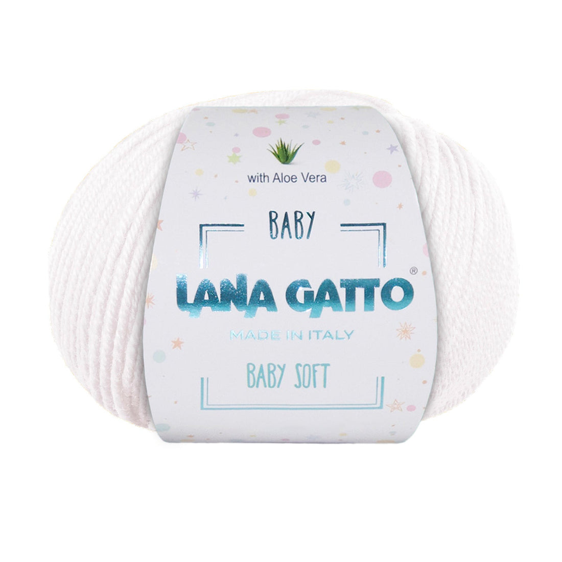 Gomitolo 100% Pura Lana Vergine Merino Extrafine con Aloe Vera, Lana Gatto - Bianco