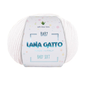 Gomitolo 100% Pura Lana Vergine Merino Extrafine con Aloe Vera, Lana Gatto - Bianco