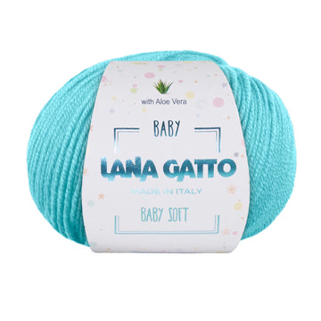 Gomitolo 100% Pura Lana Vergine Merino Extrafine con Aloe Vera, Lana Gatto - Tonalità Verde e Azzurro