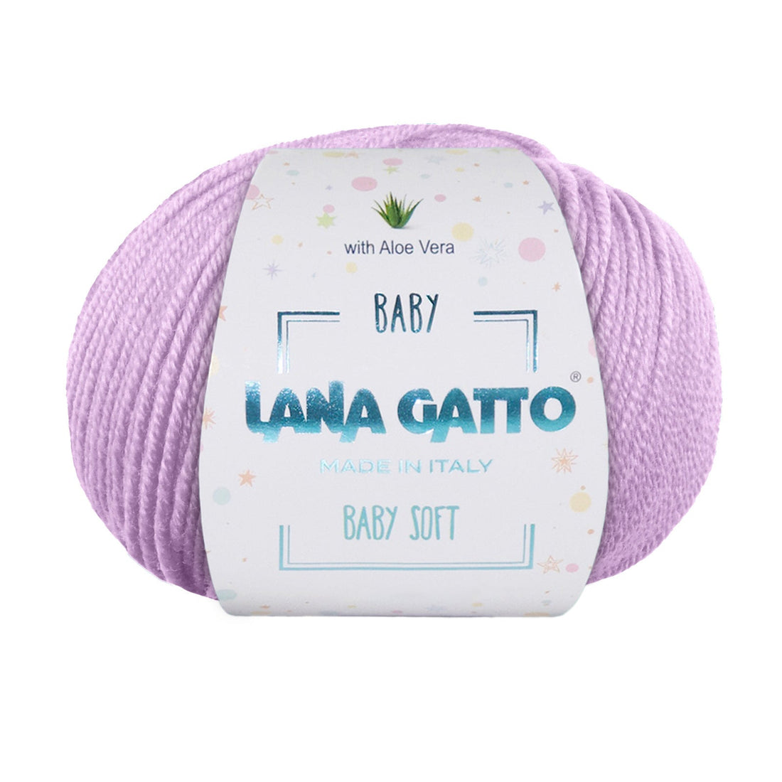 Gomitolo 100% Pura Lana Vergine Merino Extrafine con Aloe Vera, Lana Gatto - Lilla