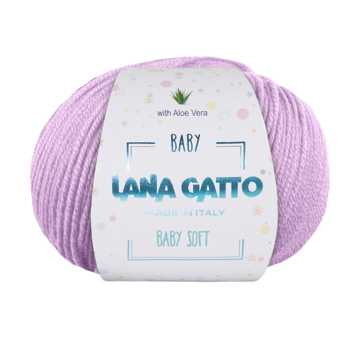 Gomitolo 100% Pura Lana Vergine Merino Extrafine con Aloe Vera, Lana Gatto - Lilla