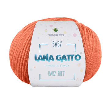 Gomitolo 100% Pura Lana Vergine Merino Extrafine con Aloe Vera, Lana Gatto - Arancione