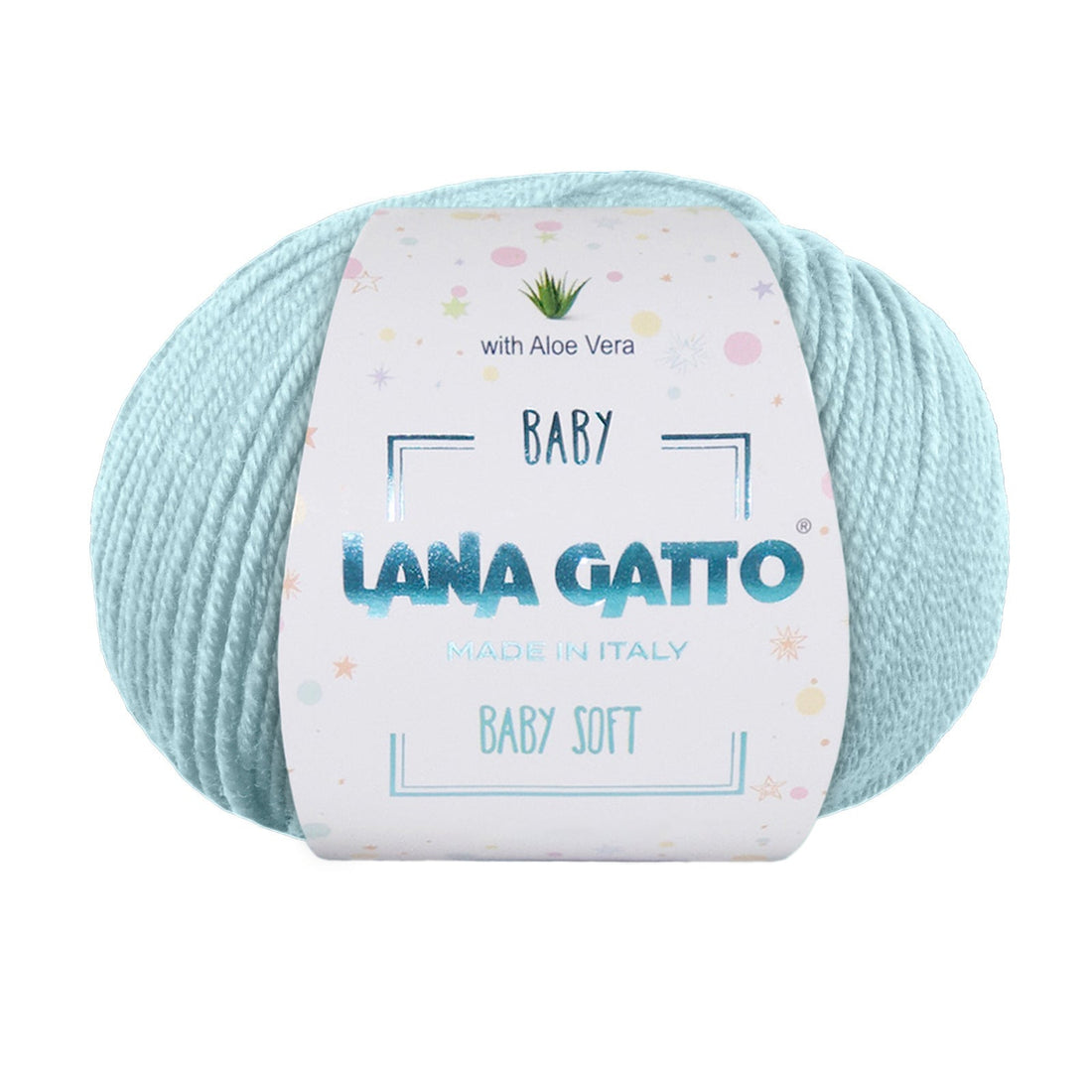 Gomitolo 100% Pura Lana Vergine Merino Extrafine con Aloe Vera, Lana Gatto - Azzurro Pastello