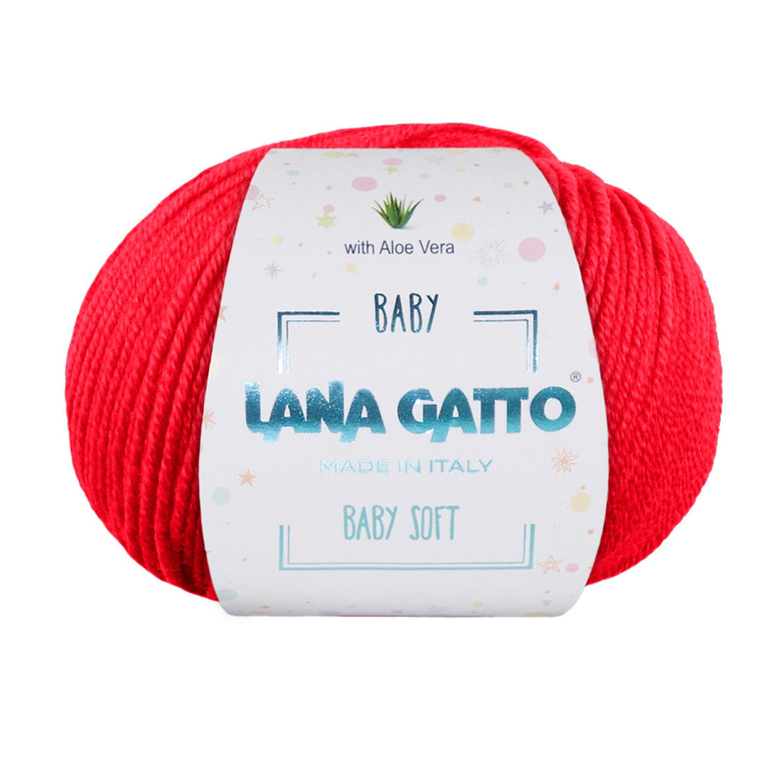 Gomitolo 100% Pura Lana Vergine Merino Extrafine con Aloe Vera, Lana Gatto - Rosso Intenso