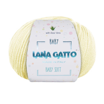 Gomitolo 100% Pura Lana Vergine Merino Extrafine con Aloe Vera, Lana Gatto - Giallo Chiaro