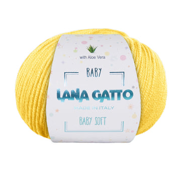 Gomitolo 100% Pura Lana Vergine Merino Extrafine con Aloe Vera, Lana Gatto - Giallo Intenso