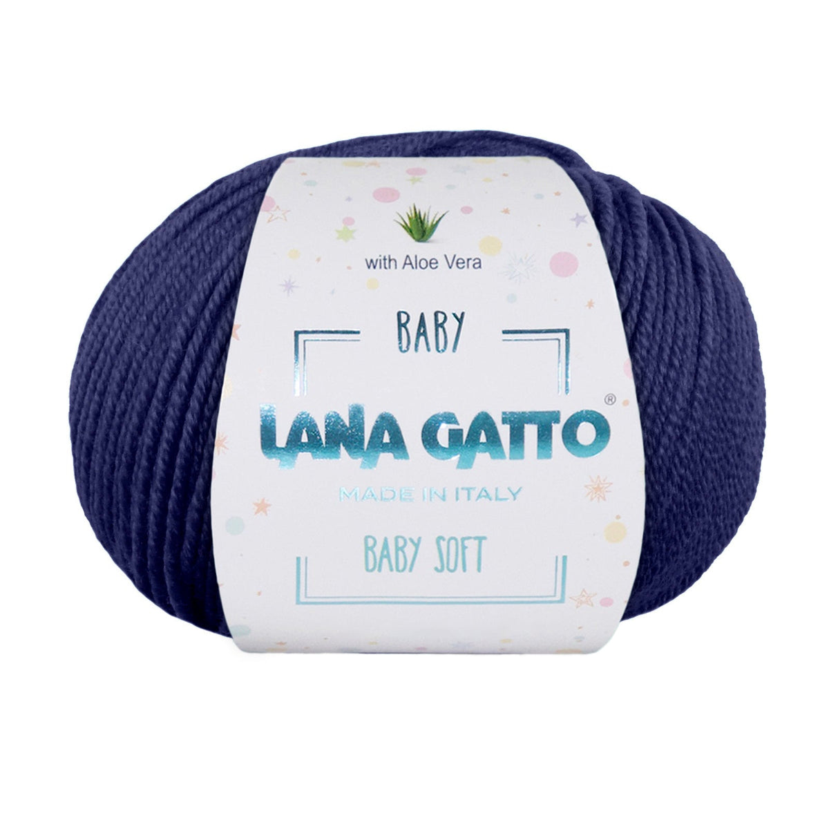 Gomitolo 100% Pura Lana Vergine Merino Extrafine con Aloe Vera, Lana Gatto - Blu