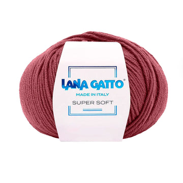 Gomitolo 100% Pura Lana Vergine Merino Extrafine, Lana Gatto - Rosso scuro Bordeaux