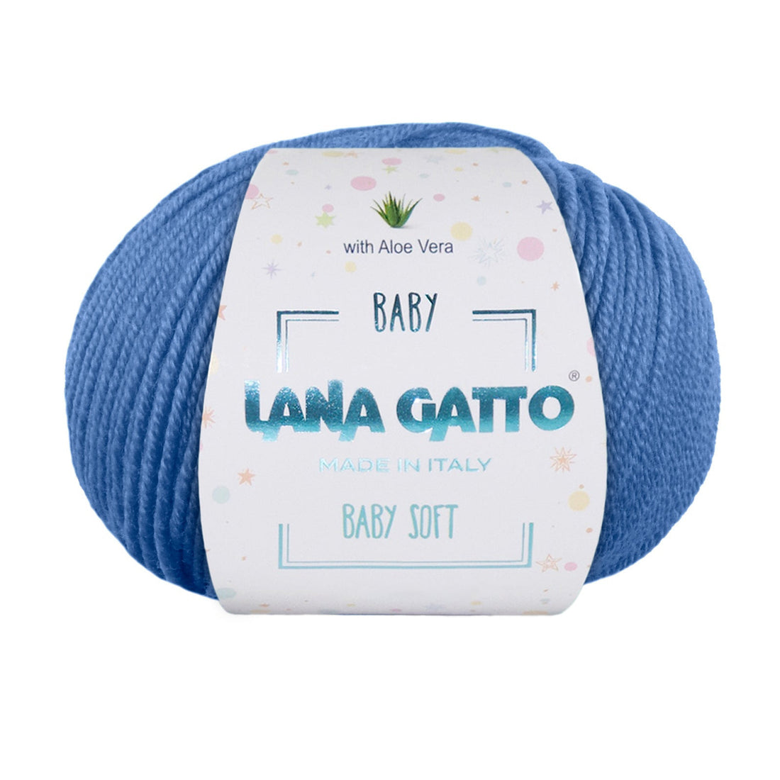 Gomitolo 100% Pura Lana Vergine Merino Extrafine con Aloe Vera, Lana Gatto - Azzurro Chiaro