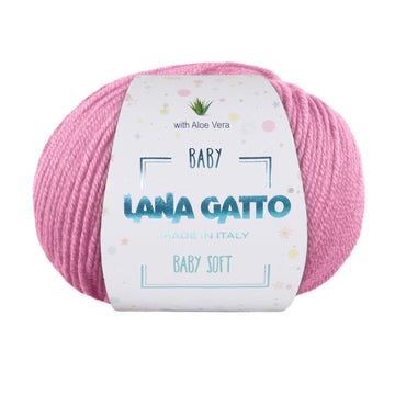Gomitolo 100% Pura Lana Vergine Merino Extrafine con Aloe Vera, Lana Gatto - Rosa Medio