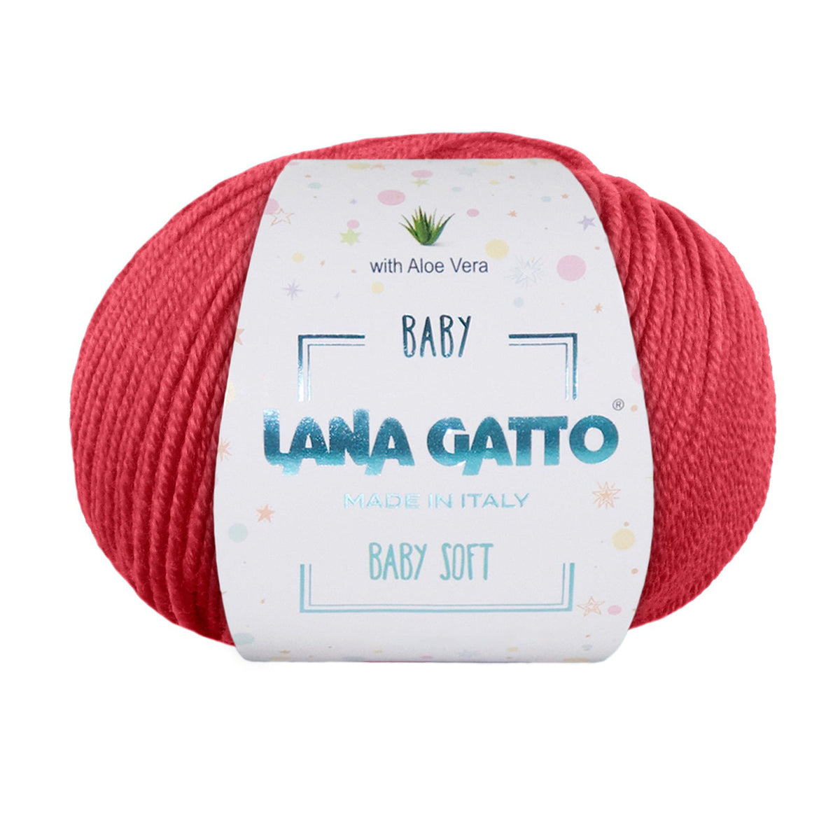 Gomitolo 100% Pura Lana Vergine Merino Extrafine con Aloe Vera, Lana Gatto - Rosso Scuro