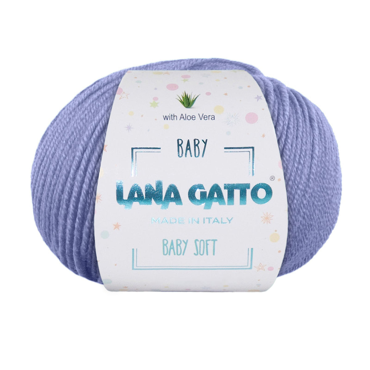 Gomitolo 100% Pura Lana Vergine Merino Extrafine con Aloe Vera, Lana Gatto - Azzurro Medio