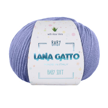 Gomitolo 100% Pura Lana Vergine Merino Extrafine con Aloe Vera, Lana Gatto - Azzurro Medio