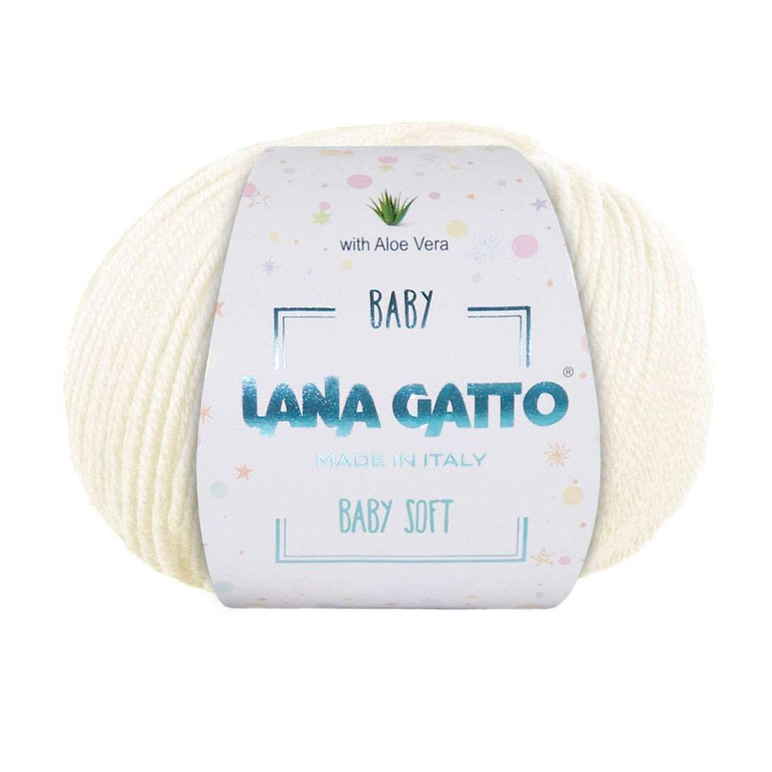 Gomitolo 100% Pura Lana Vergine Merino Extrafine con Aloe Vera, Lana Gatto - Naturale