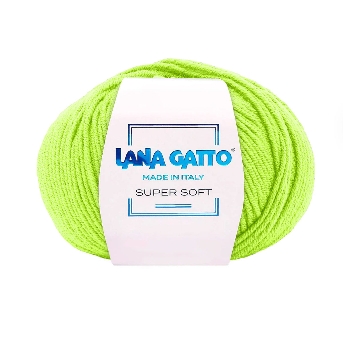Gomitolo 100% Pura Lana Vergine Merino Extrafine, Lana Gatto - Verde Brillante