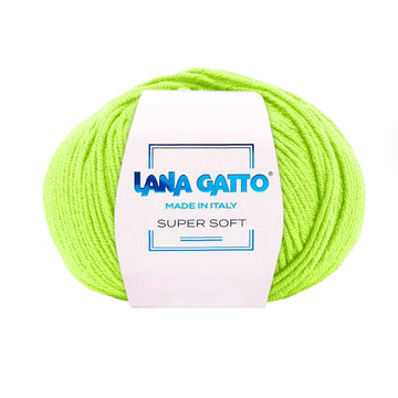 Gomitolo 100% Pura Lana Vergine Merino Extrafine, Lana Gatto - Verde Brillante