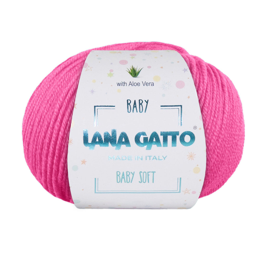Gomitolo 100% Pura Lana Vergine Merino Extrafine con Aloe Vera, Lana Gatto - Rosa Intenso