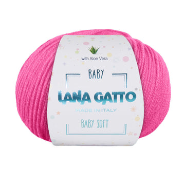 Gomitolo 100% Pura Lana Vergine Merino Extrafine con Aloe Vera, Lana Gatto - Rosa Intenso