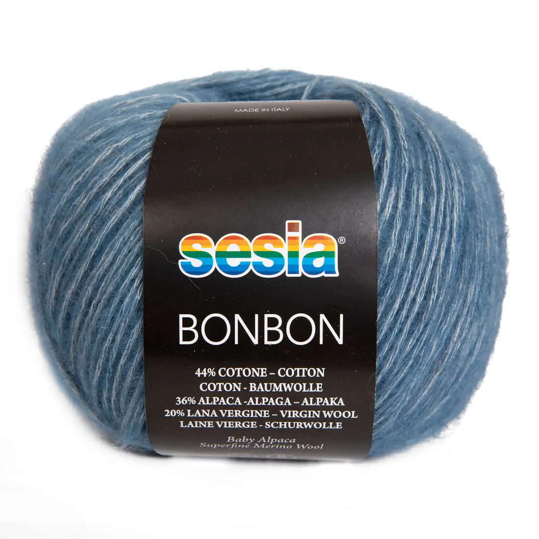 Gomitolo lana, alpaca, cotone, Sesia Bon Bon - Tonalità Azzurro e Verde