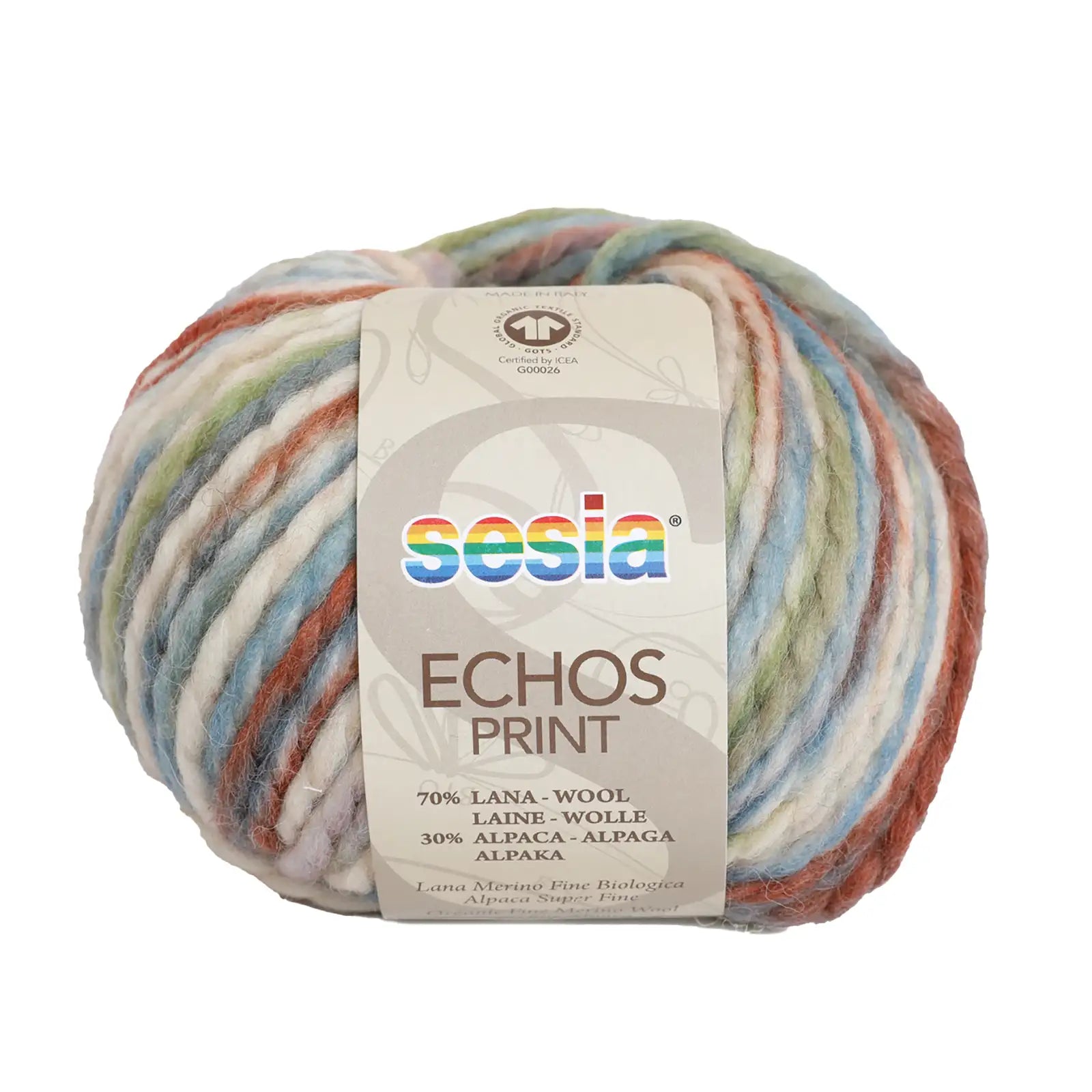 Gomitolo Lana Vergine Biologica e Alpaca, Sesia Echos Print