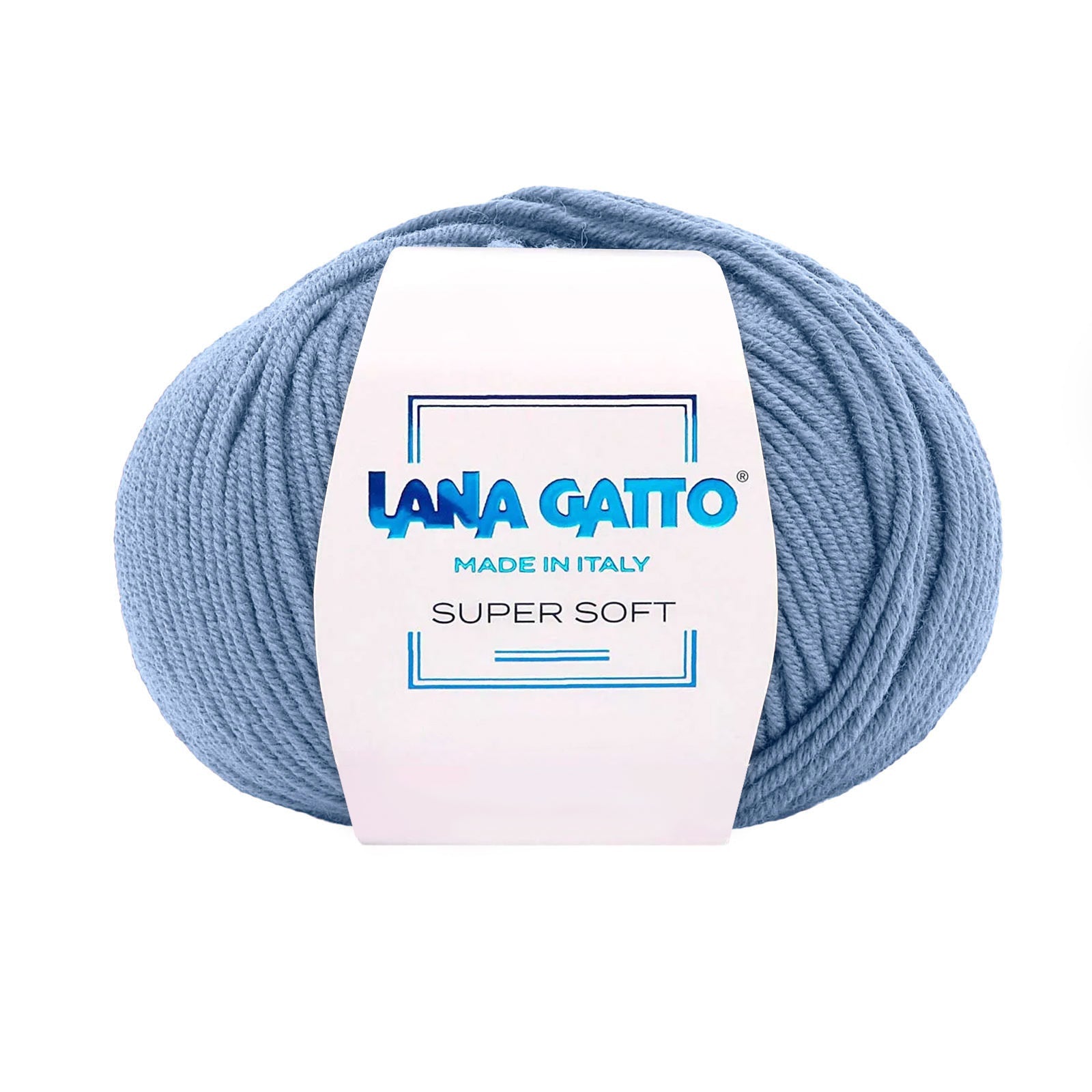 Gomitolo 100% Pura Lana Vergine Merino Extrafine Lana Gatto Linea Super Soft - Tonalità Blu - Azzurro - 13158 - Gomitolo