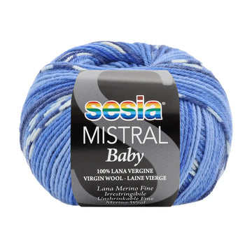 Garnnystan 100% krympfri fin merinoull, Sesia Mistral Baby - Mönstrad