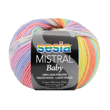 Gomitolo 100% Lana Merino Fine Irrestringibile, Sesia Mistral Baby, Fantasia